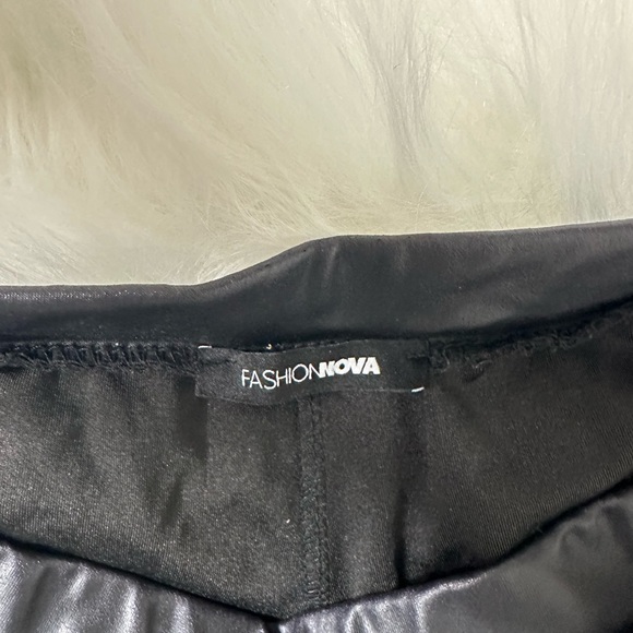 Fashion Nova Black faux leather leggings with mesh side slit - Picture 2 of 4